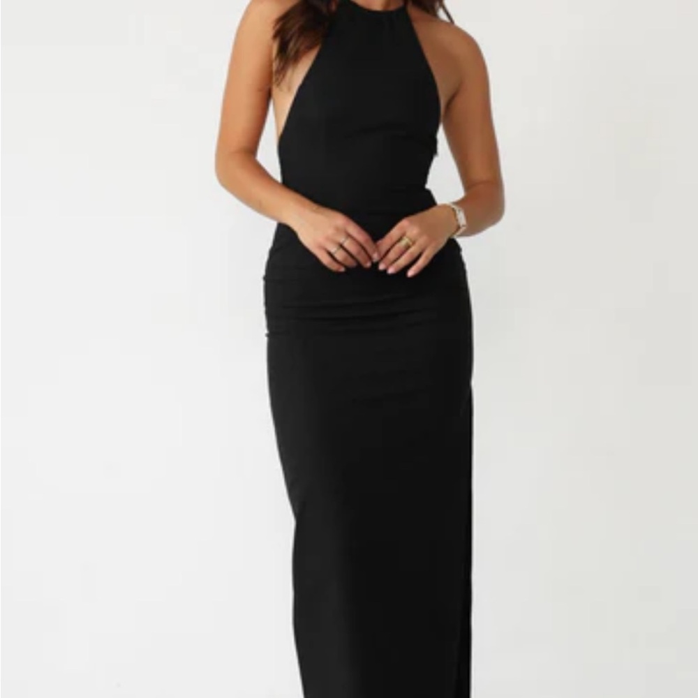 Elegant Black Halter Dress